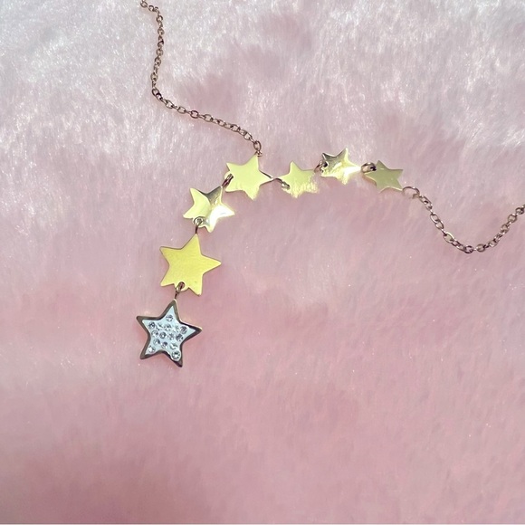 Necklace Women 18K Gold Plated Star Pendant Y2K Cubic Zirconia Gift Glam Dainty - Picture 4 of 12